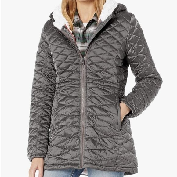 Steve Madden Jackets & Blazers - Steve Madden metallic grey quilted Glacier Shield hooded parka S